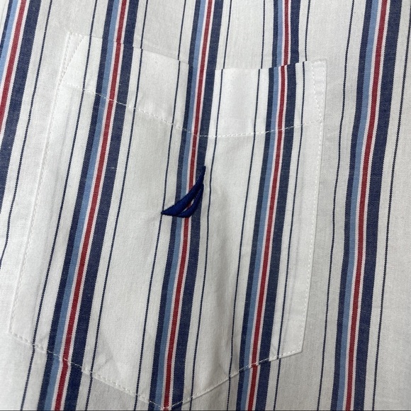 NWT: Nautica Short Sleeve Striped Sleep/Pajama Button Down Cotton Shirt - Picture 2 of 9